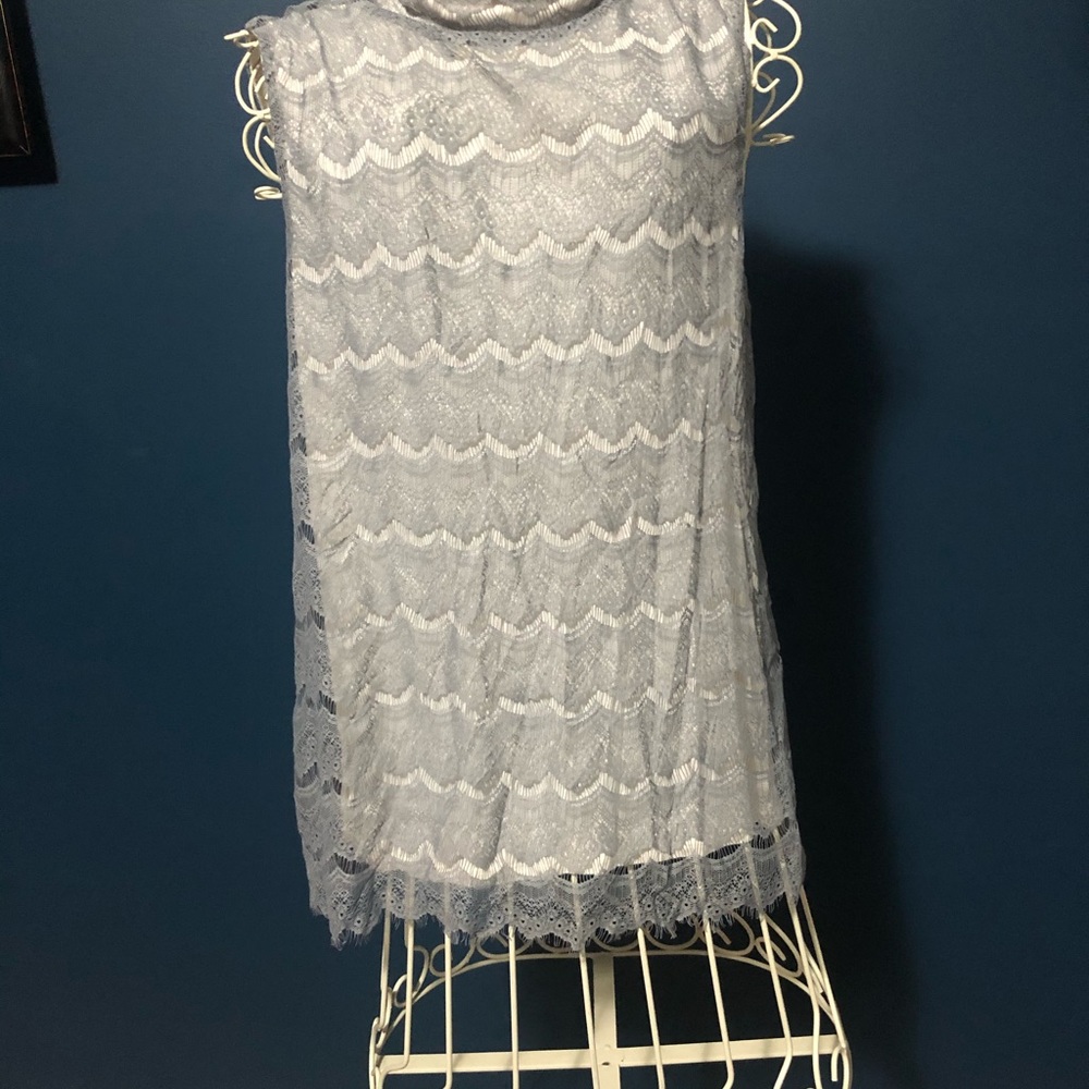 Grey and cream lace top